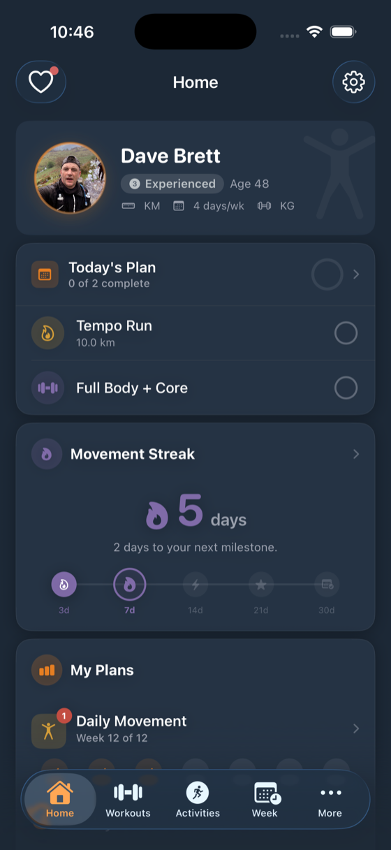 ulTrain home dashboard on iPhone