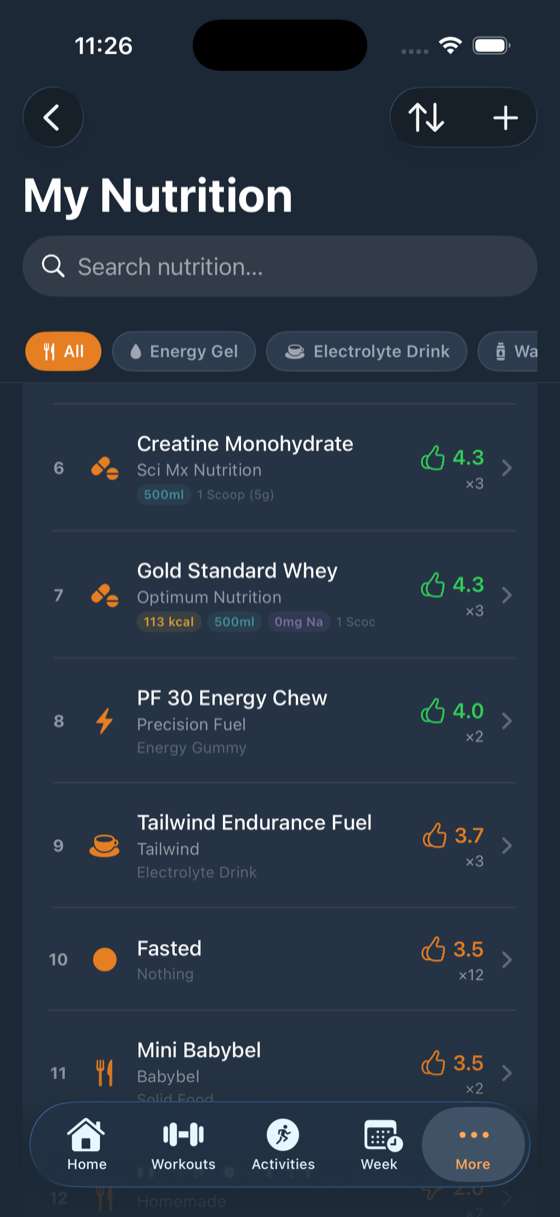 Nutrition tracking on iPhone