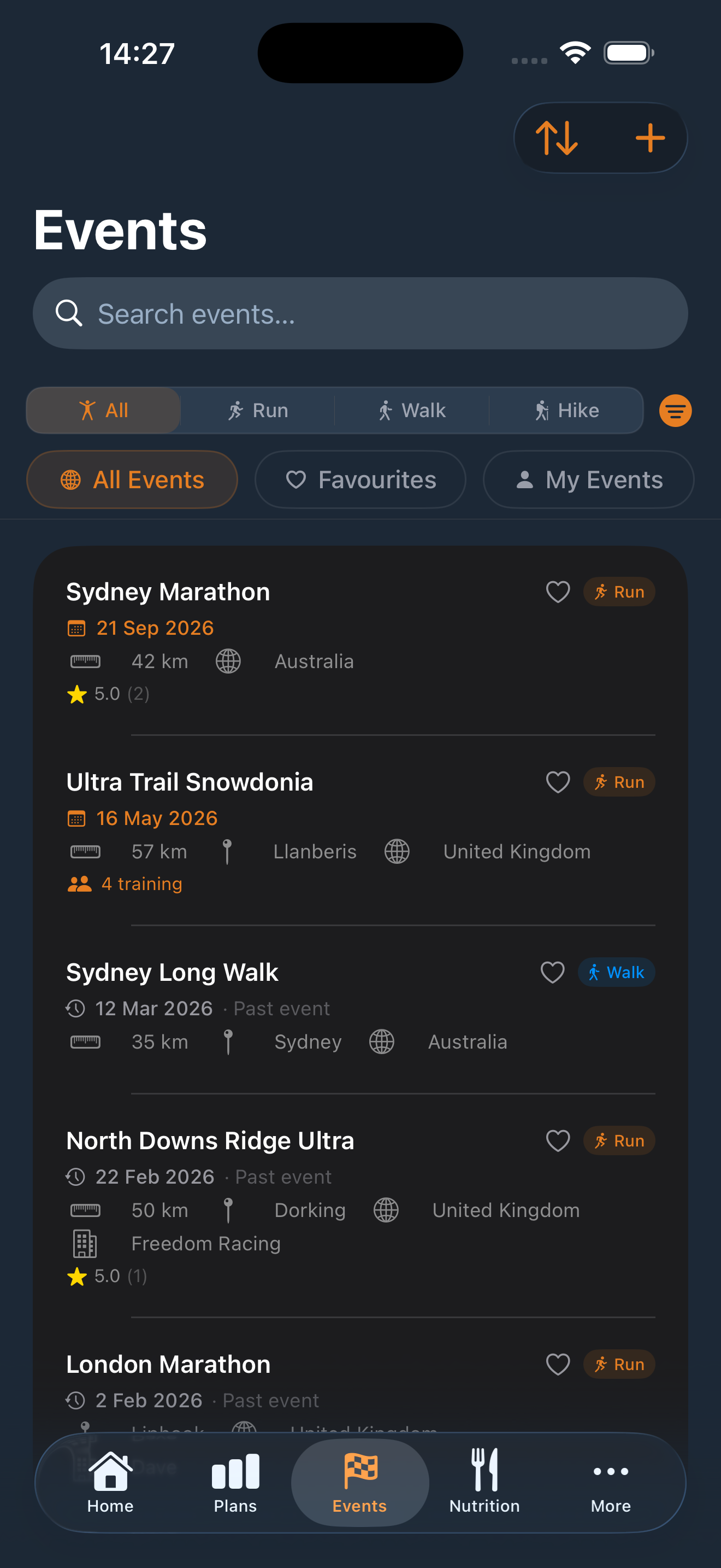 ulTrain events directory