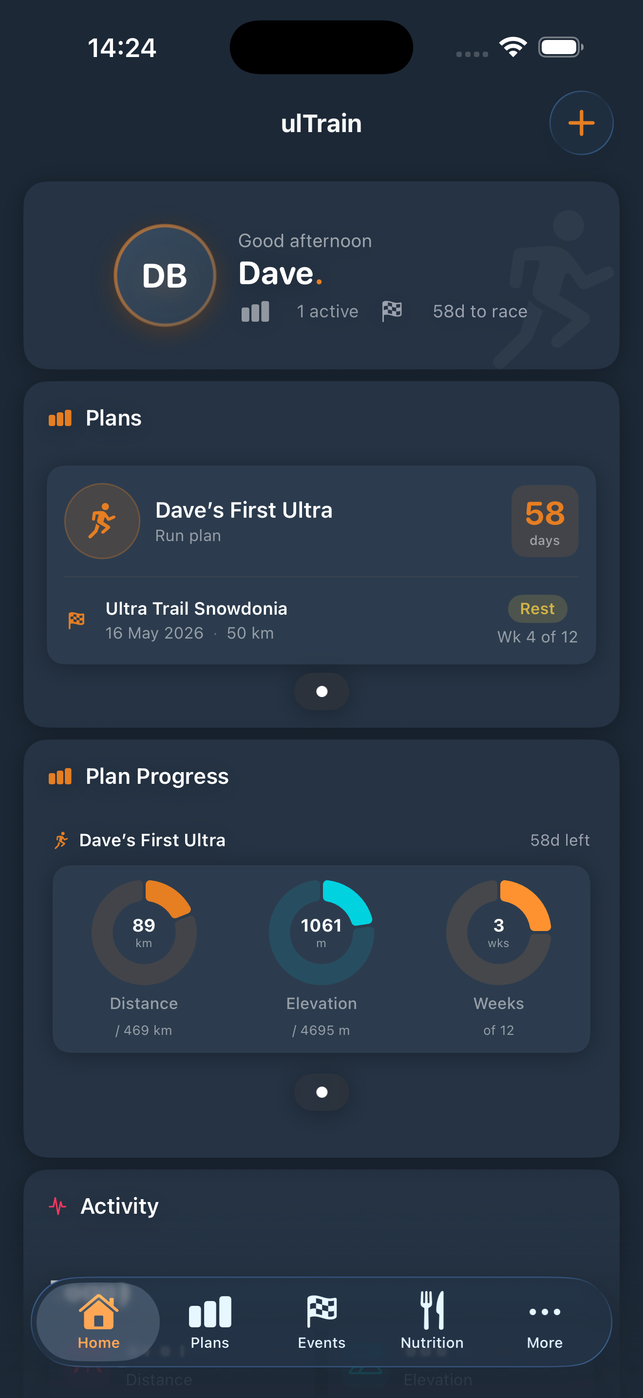 ulTrain home screen
